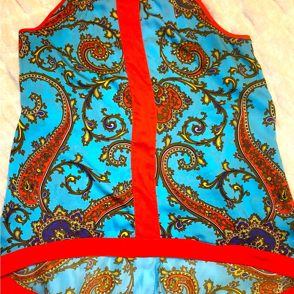 Nichole Miller Blue/Orange Paisley Top